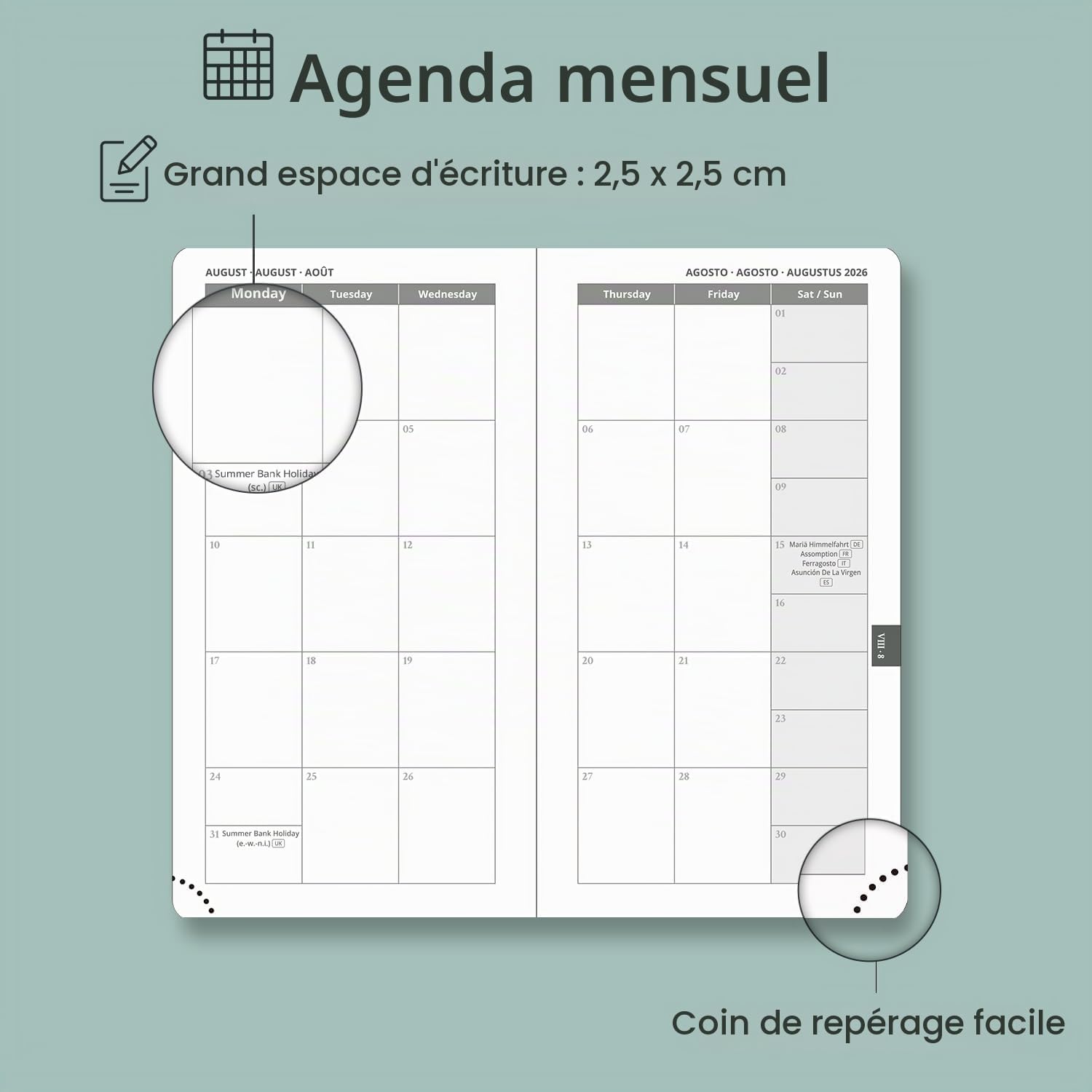 Thumbnail 3 de POPRUN 27-AC6LTP7-BK zakagenda 2026/2027, weekplanner 16,5 x 9 cm