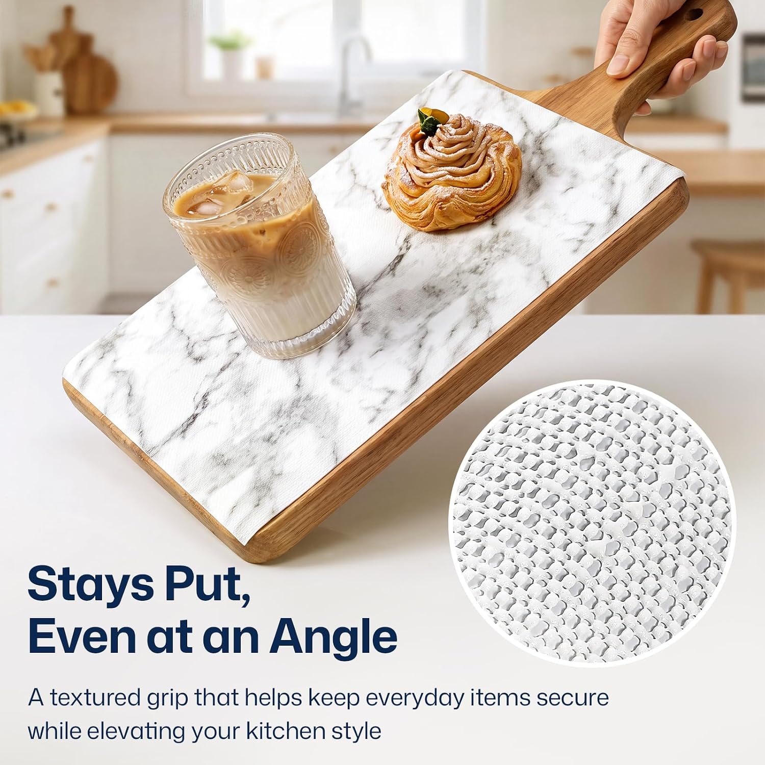 Thumbnail 4 de Windimiley Drawer and Shelf Liner, 17.5" × 20', White Marble PVC