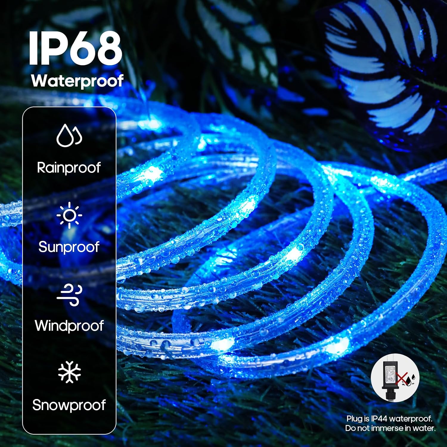 Detalle 2 de Soiarllt 149 40 ft RGB Rope Lights, 120 LEDs, 24 Colours, Remote