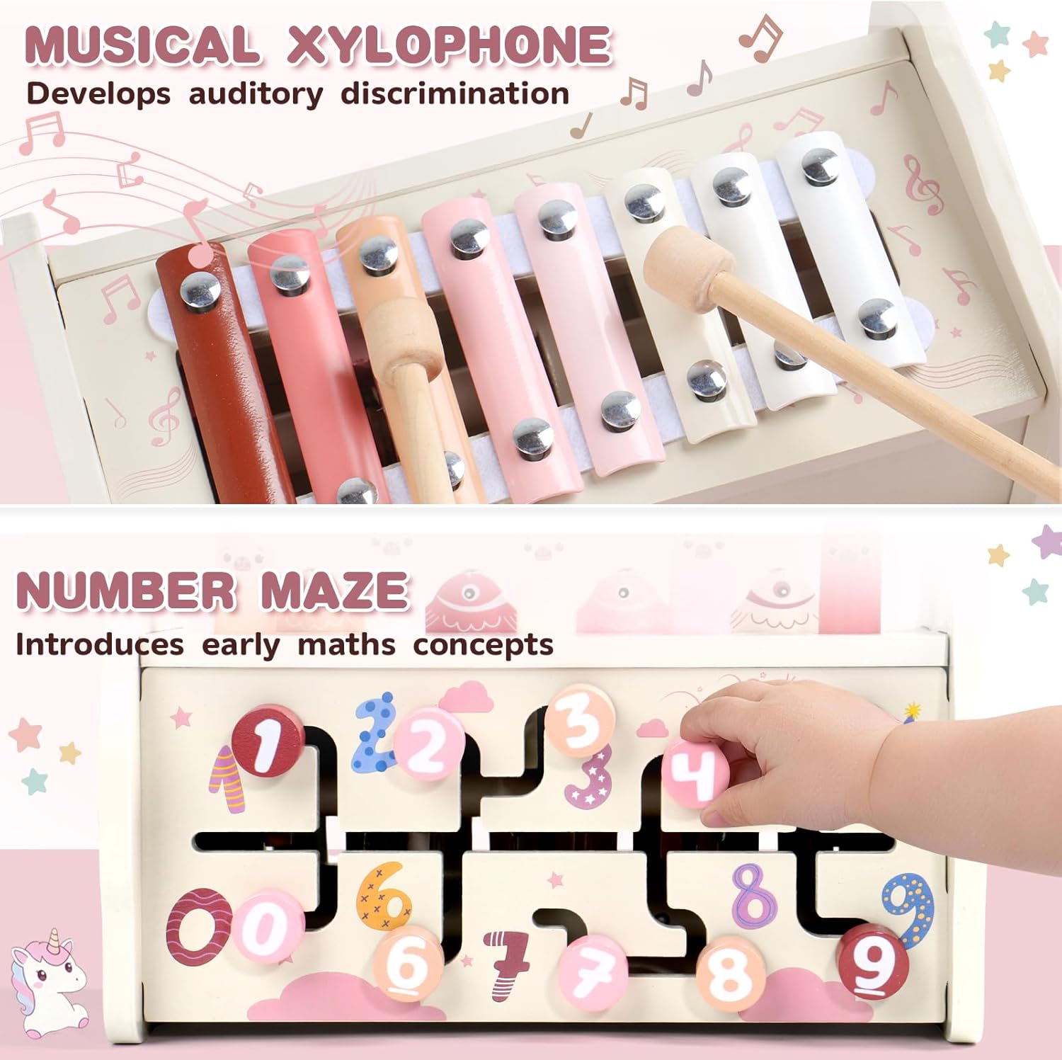 Detalle de Fajiabao 4‑in‑1 Montessori Wooden Toy for 12–18 Months