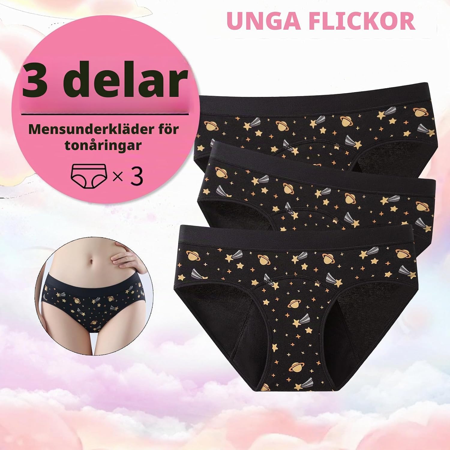 Thumbnail 2 de FOTOOL menstruationstrosor för tonåringar, 3-pack i bomull, 8–18 år