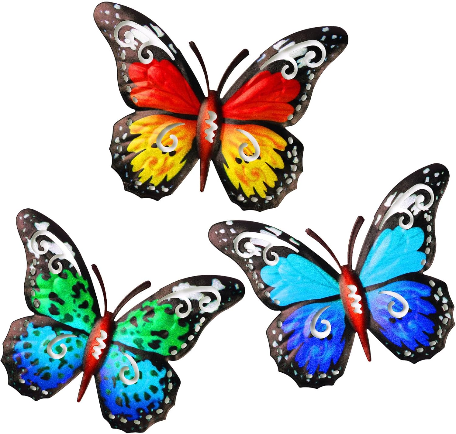 Detalle de OFFCUP Papillon en Métal 3 pièces – Décoration murale papillon d’art pour l’intérieur et l’extérieur