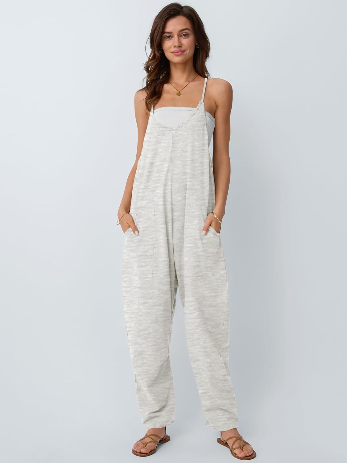 Detalle de AUTOMET Women’s Jumpsuits Casual Summer Romper – 95% Cotton, 5% Spandex