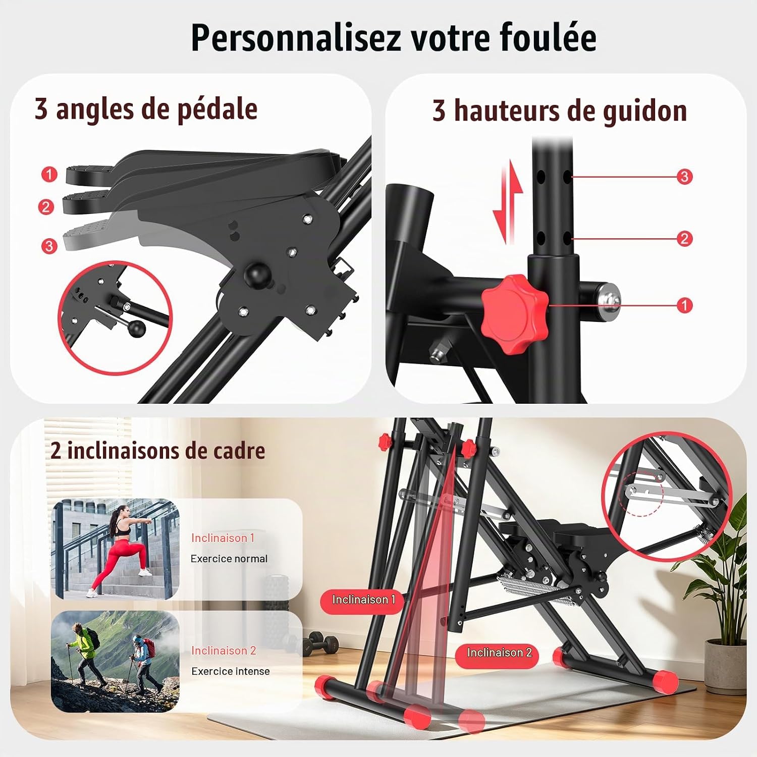 Detalle 1 de RELIFE REBUILD YOUR LIFE JL-CT03 opvouwbare stepper met 3 weerstanden