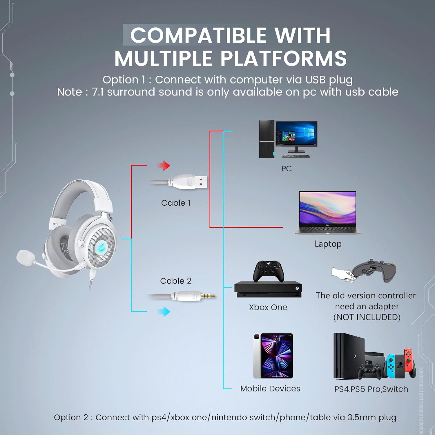 Thumbnail 6 de EKSA E900 Pro Gaming Headset mit 50 mm