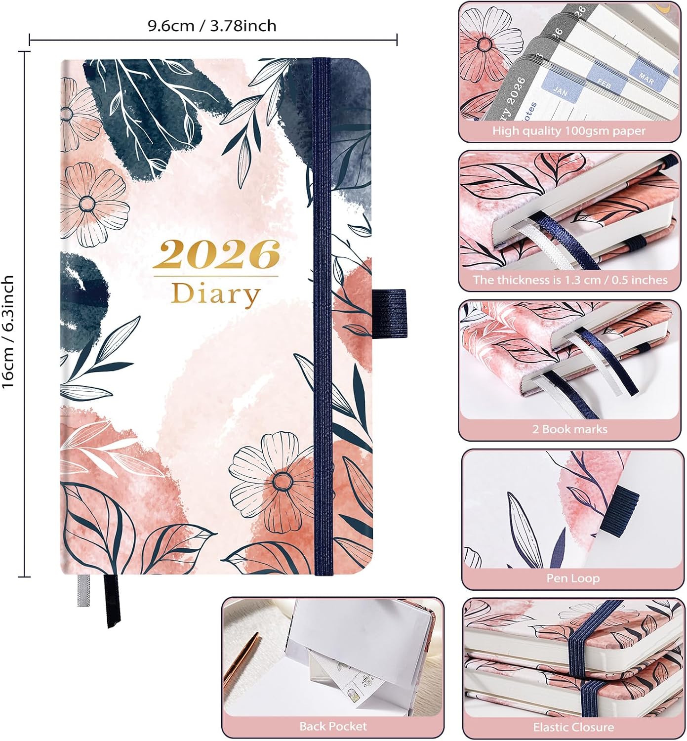 Thumbnail 4 de 2026 Pocket Diary Week-to-View 16ร10 cm ๐
