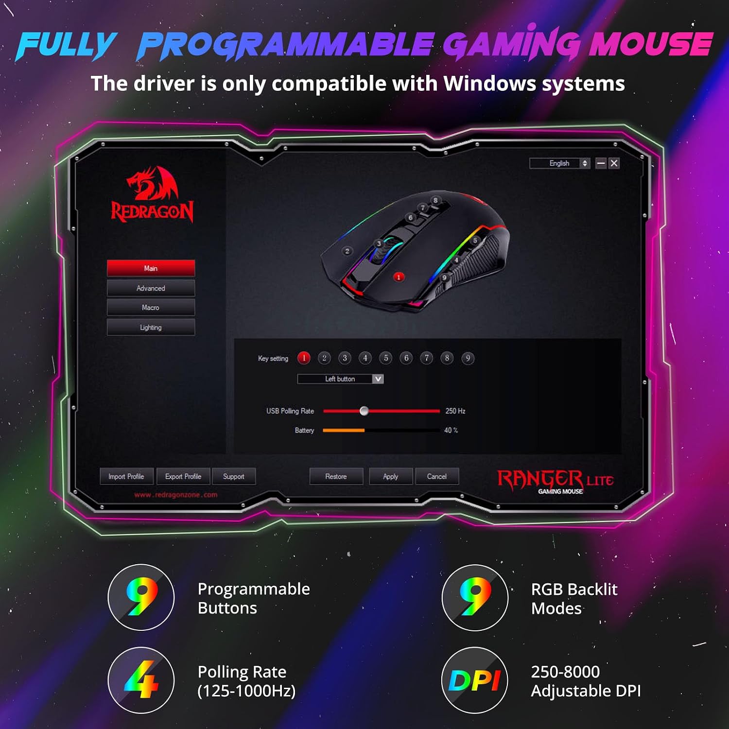 Thumbnail 2 de Redragon Wireless Gaming Mouse 8000 DPI