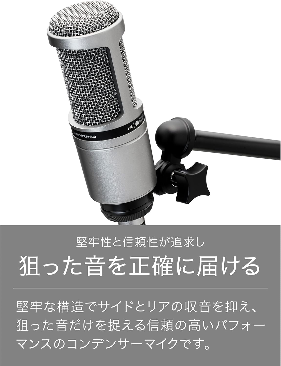 Detalle 2 de オーディオテクニカ AT2020GM XLRコンデンサーマイク 単一指向性・ガンメタリック