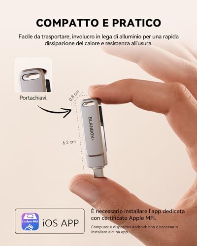 Thumbnail 6 de BLANBOK+ Pendrive 3 en 1 para iPhone y USB-C (256GB) con Lightning y USB 3.0