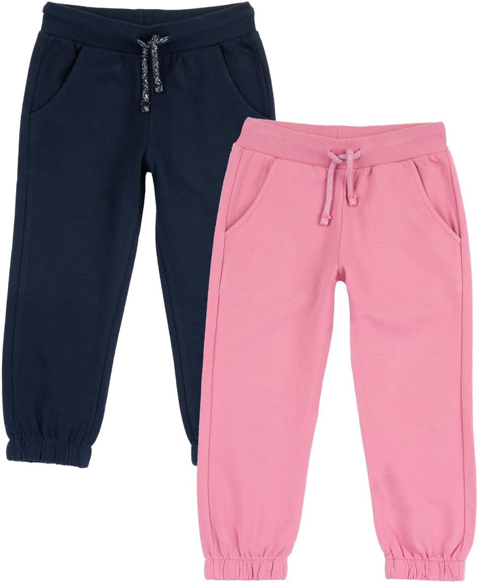 Detalle de Chicco Lot de 2 pantalons longs pour filles – coton 100% et design italien (bleu foncé et rose)