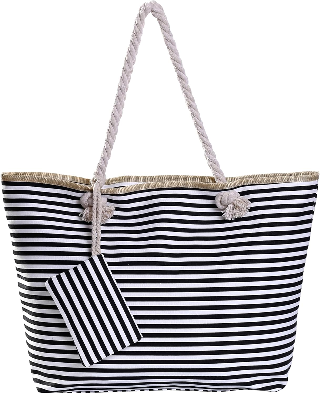 Detalle de DonDon Strandtasche XXL mit Reißverschluss – große Beach- & Badetasche für Strand und Meer