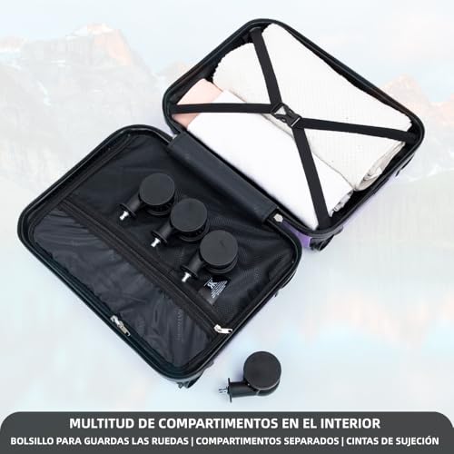 Thumbnail 4 de RAYKONG Maleta de Cabina ABS 40x30x20cm (24L) con Ruedas Desmontables – Morada