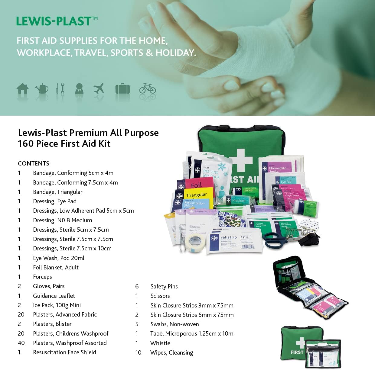 Thumbnail 6 de LEWIS-PLAST Kit di pronto soccorso premium da 90 pezzi per auto, casa, lavoro e vacanza