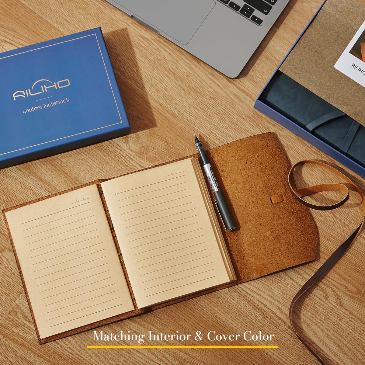 Detalle 2 de RILIHO Leather Journal Notebook, 5 x 7.1 Inches