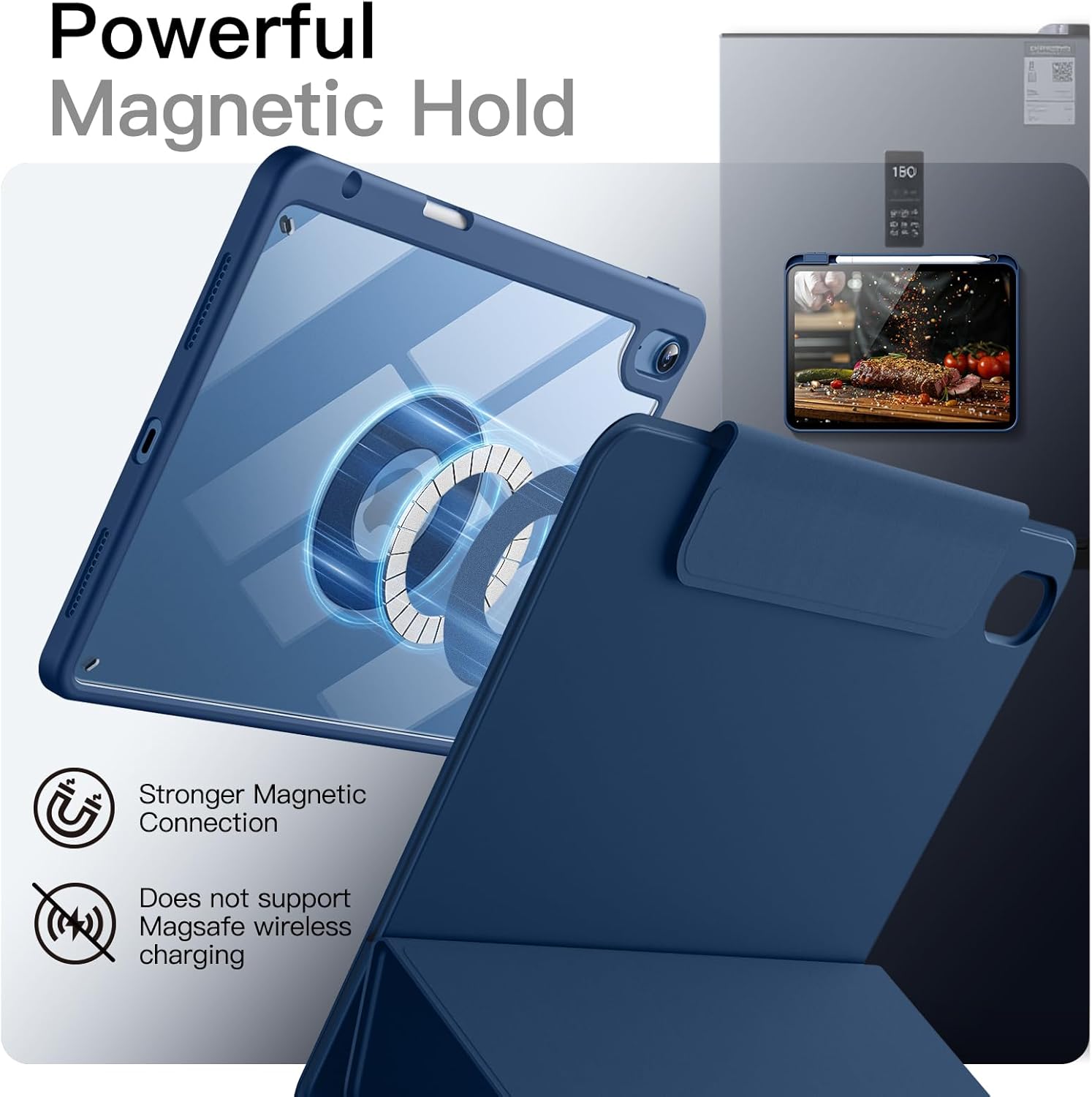 Thumbnail 4 de JETech 3191- magnetische afneembare hoes voor iPad (A16), marineblauw