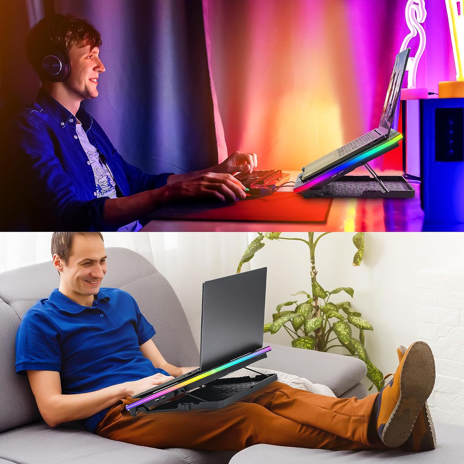 Detalle 2 de TopMate C12 Laptop Cooling Pad RGB Gaming Cooler for 15.6–17.3 Inch Laptops