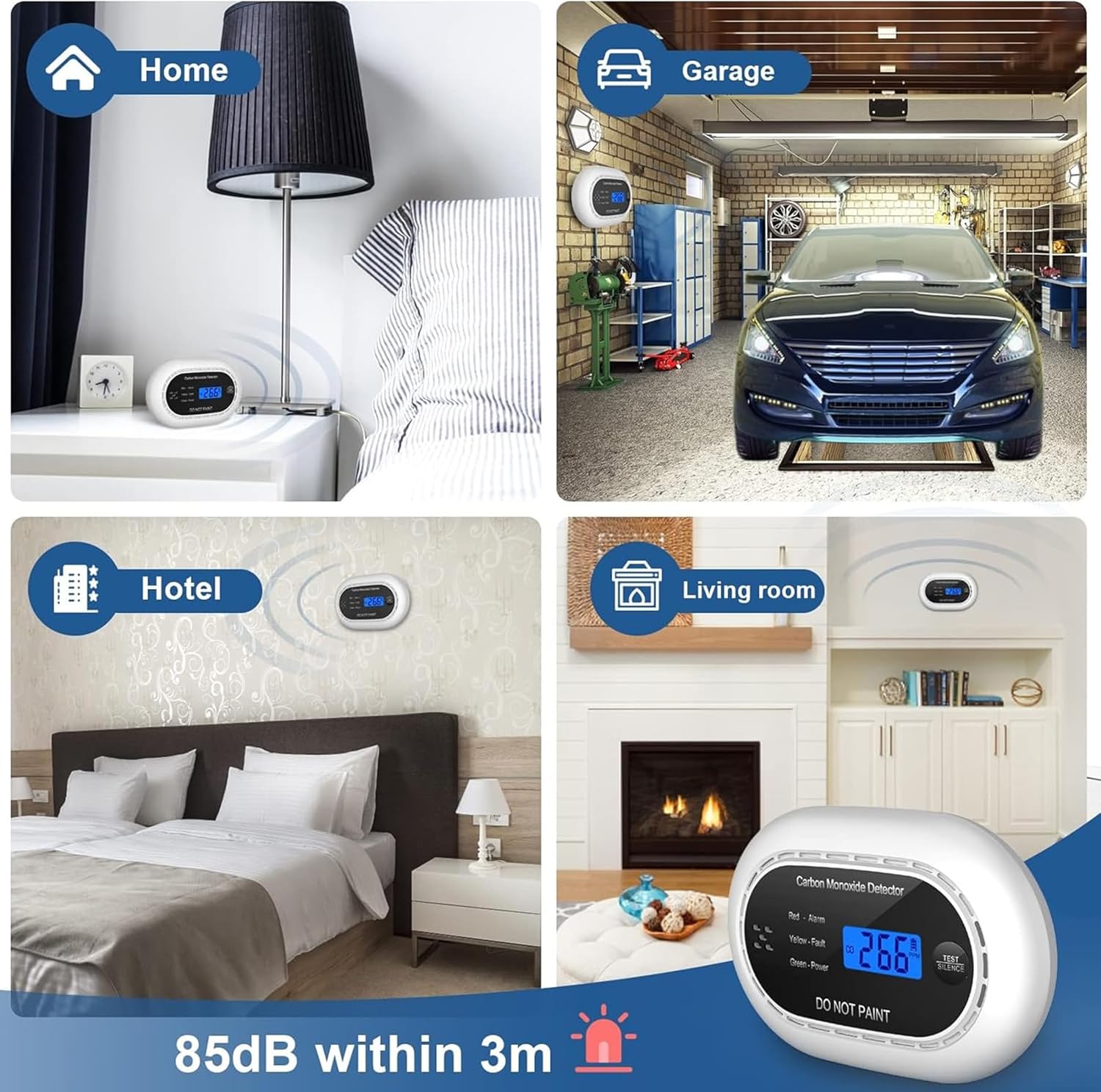 Thumbnail 6 de Carbon Monoxide Detector with LCD Digital Display (CE Certified, Sealed 10 Year Battery) – Black, 2 Pack