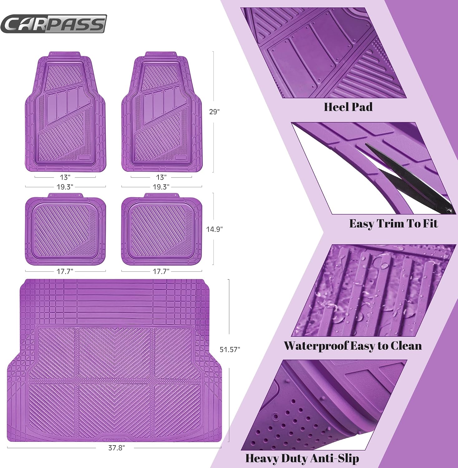Detalle 2 de CAR PASS Heavy Duty Rubber Floor Mats