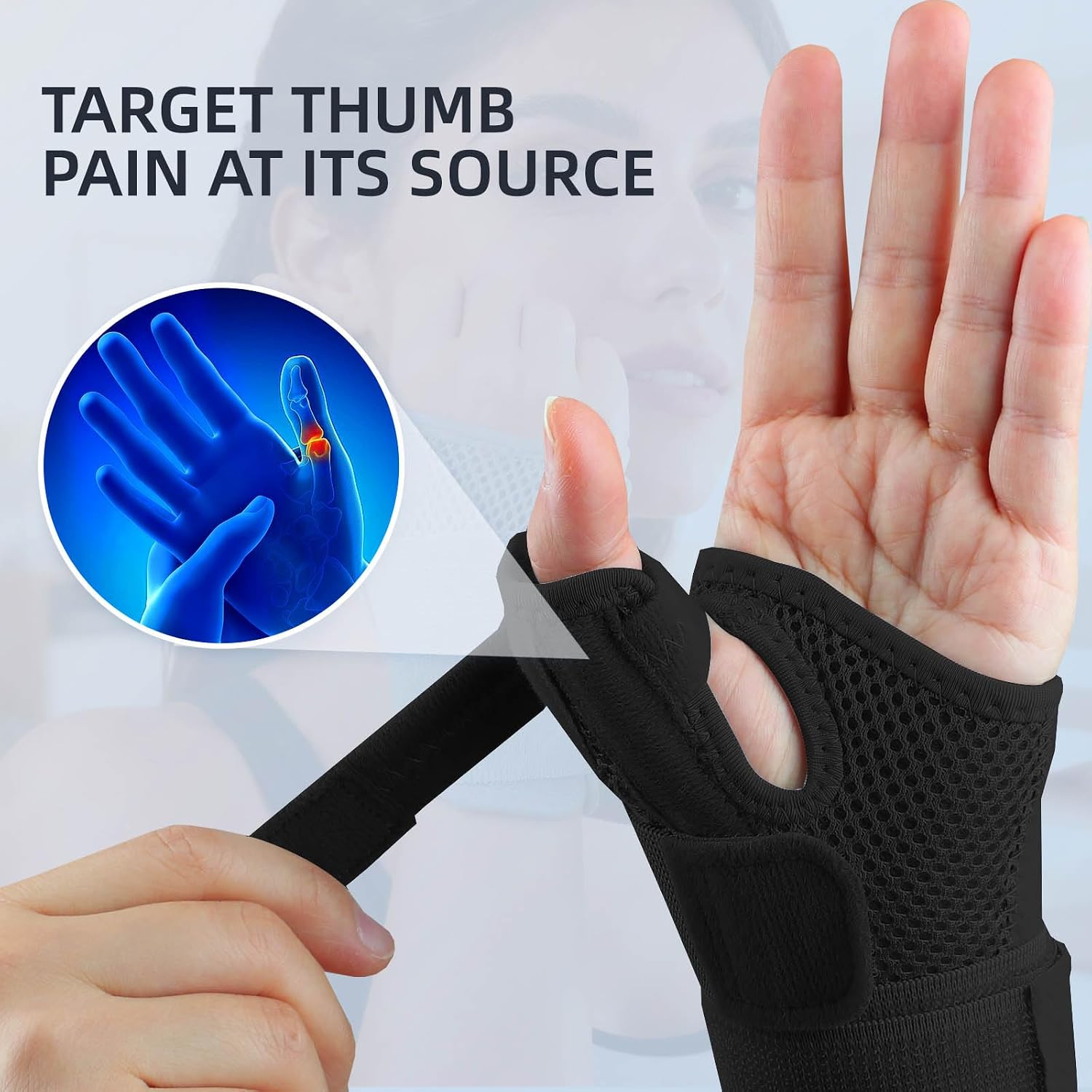 Detalle 2 de Kecartu Thumb Brace, One-Size Nylon Support for Left or Right Hand