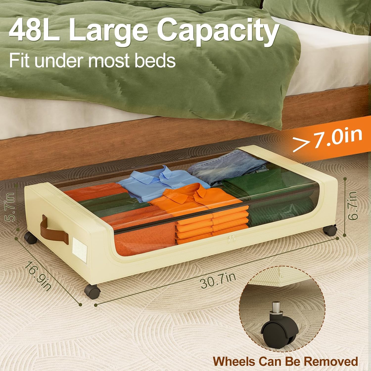 Thumbnail 2 de GoMaihe 48L Under Bed Storage with Wheels (4-Pack)