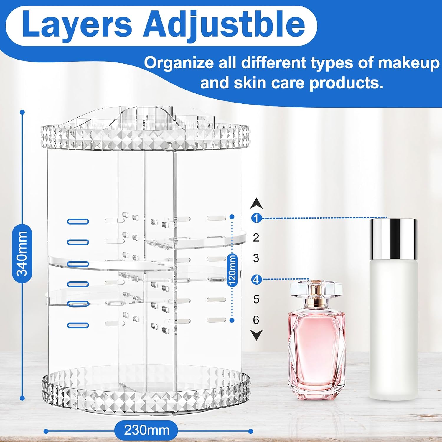 Thumbnail 4 de Mokani 360° Rotating Makeup Organiser 6-layer 💄