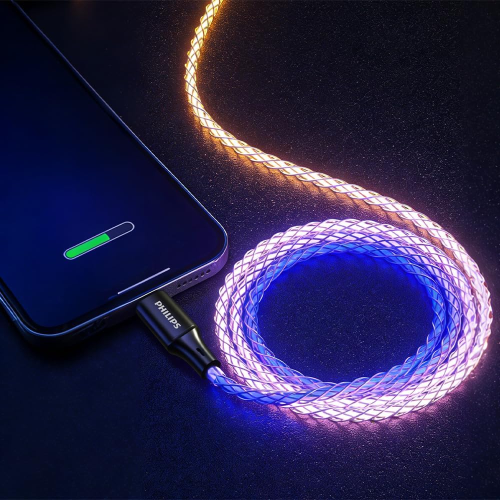 Thumbnail 2 de Philips DLC5130A USB‑C-Kabel mit RGB-Licht, 18 W Schnellladung und 1 m Datensynchronisierung