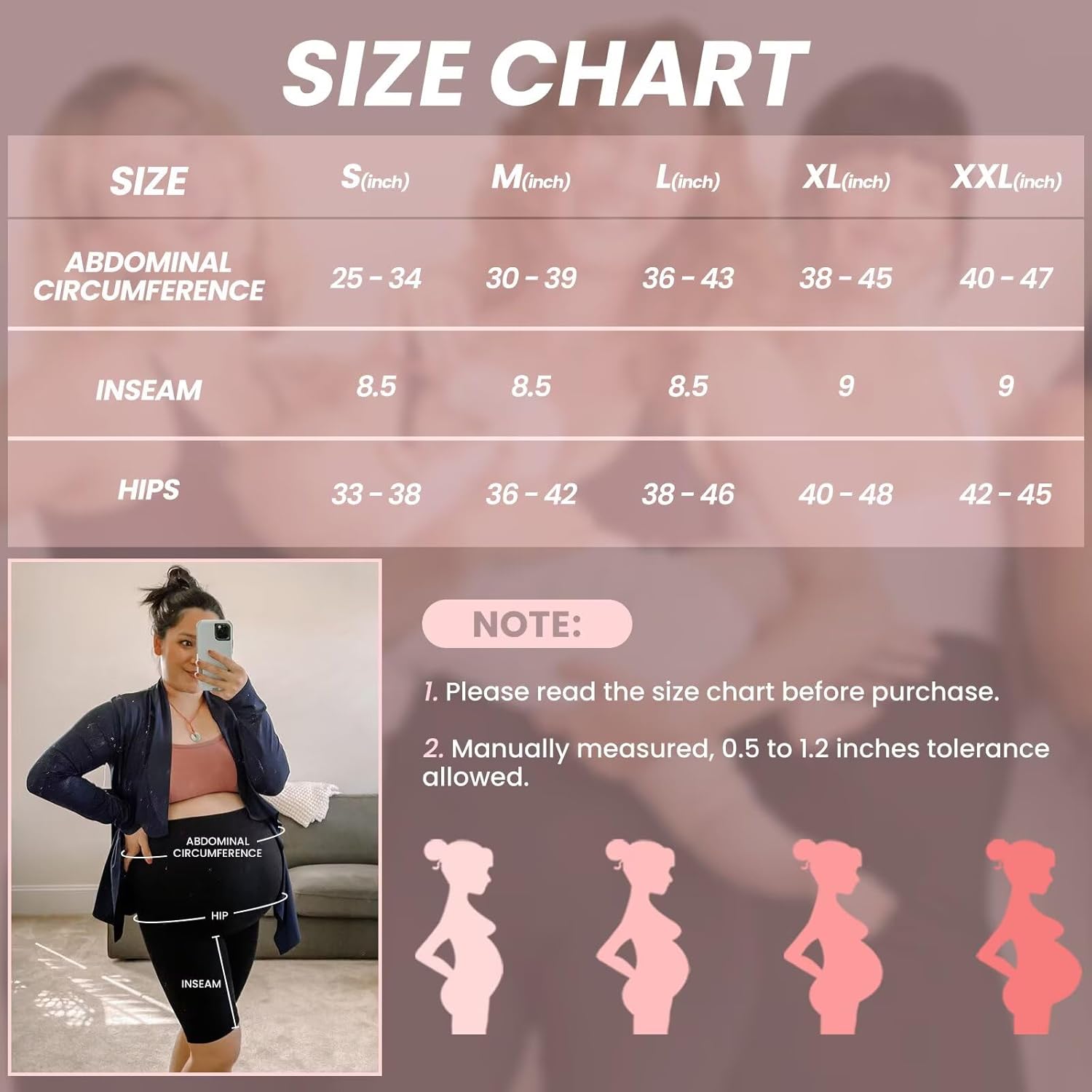 Thumbnail 6 de QGGQDD Maternity Biker Shorts (Over Belly) – High Waisted Cycle Shorts for Pregnancy
