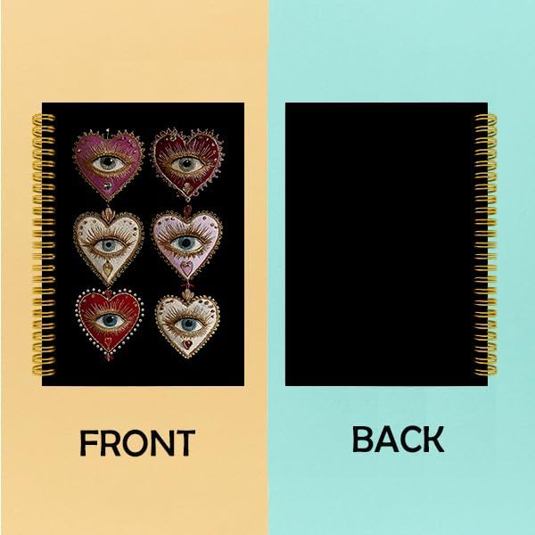 Detalle de Wagoba Gothic Heart Eye Spiral Hardcover Notebook, 80 Pages, 5.5 x 8.3 Inch