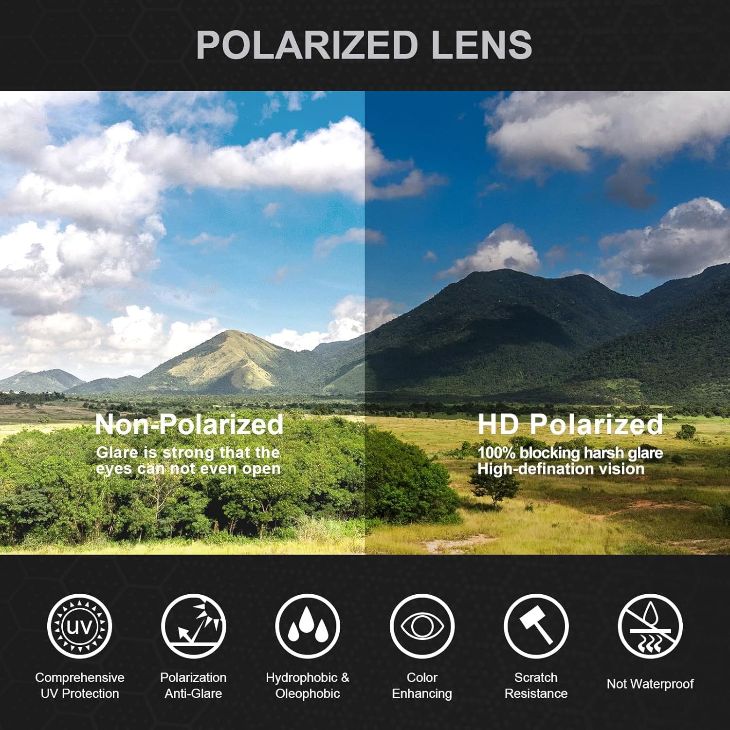 Detalle 2 de STGATN Große Köpfe XL Sonnenbrille Herren – Polarisiert, UV400, TR90, 155 mm