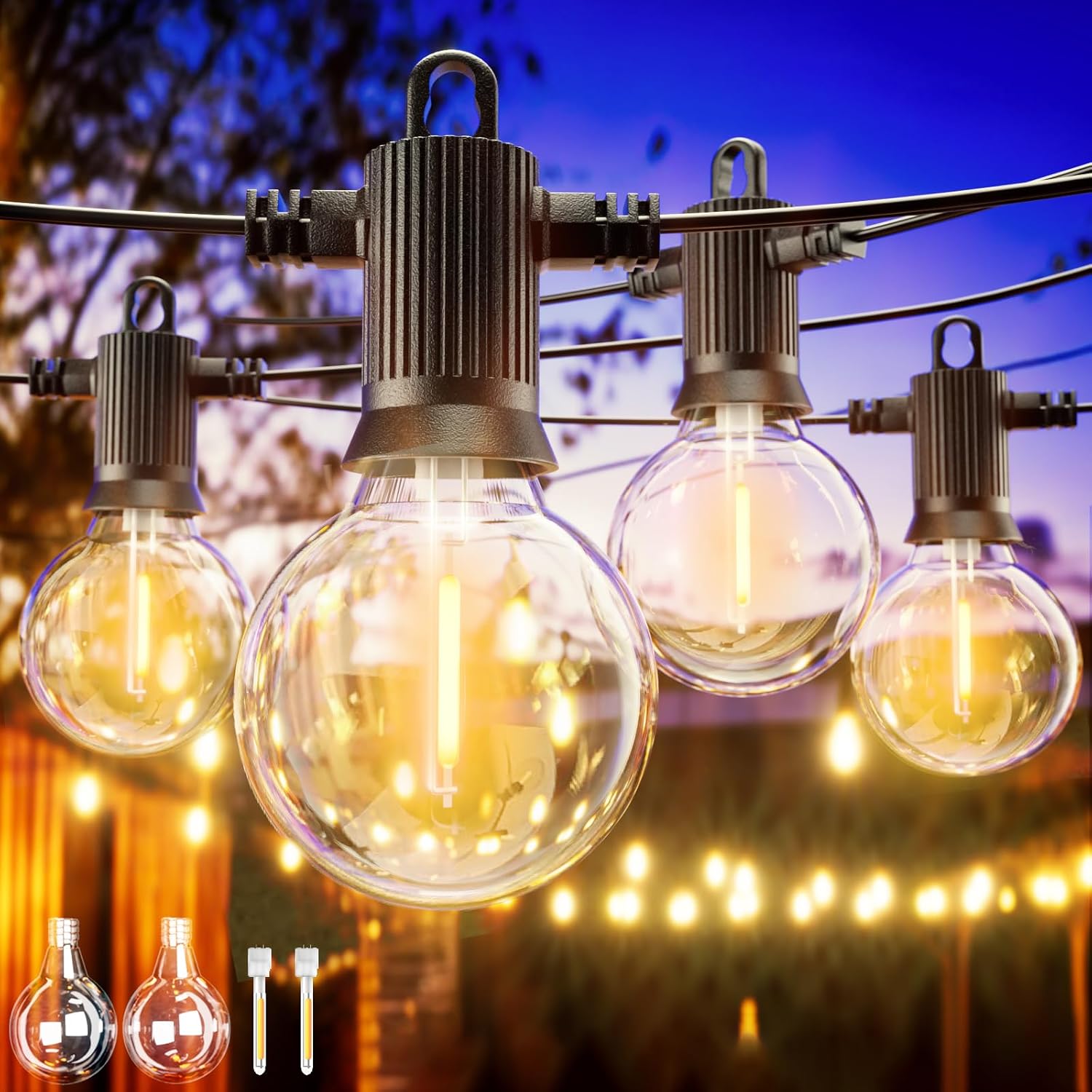 Detalle de ZOTOYI catena luminosa esterno 30 m con lampadine G40, 2700K bianco caldo (IP65)