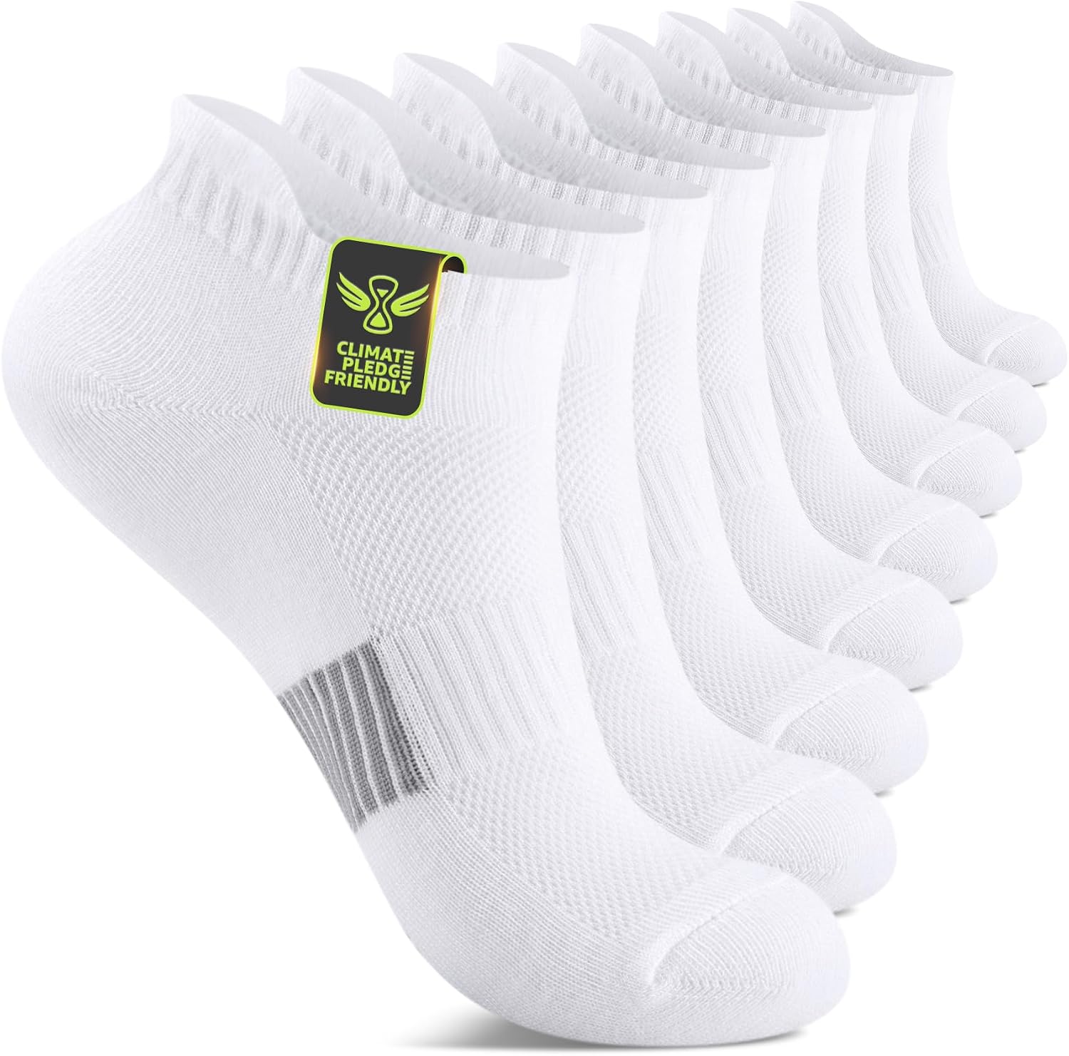 Detalle de FALARY Sneaker Socken (Damen & Herren) 8 Paar – atmungsaktive Baumwoll-Laufsocken in Schwarz/Weiß