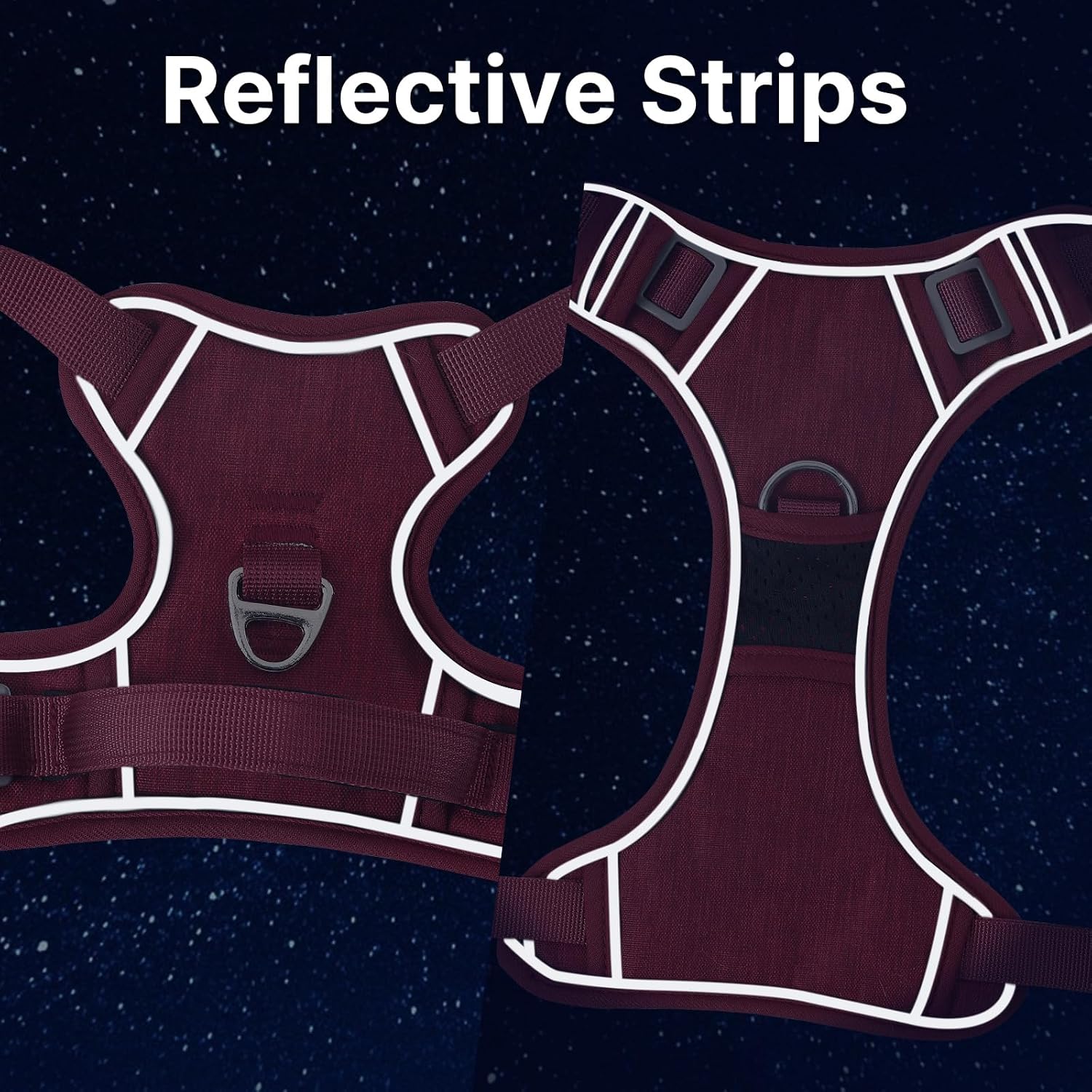 Detalle 2 de Belababy Large Dog Harness (Anti-Pull) with Soft Padded Handle, Reflective Strips, Red XL