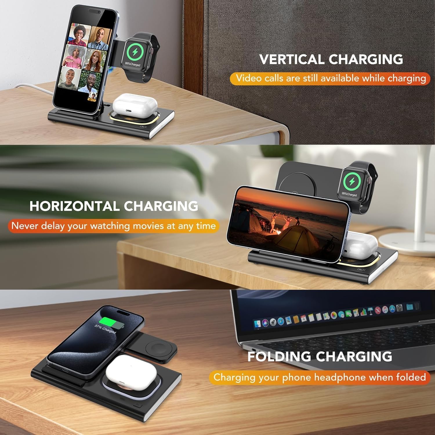 Thumbnail 4 de AIMTEL 3-in-1 Foldable Wireless Charging Station (iPhone, Apple Watch & AirPods)