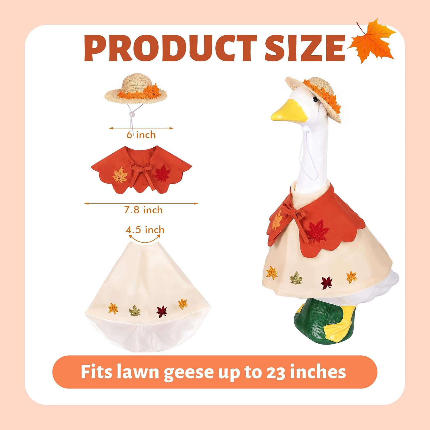 Detalle 2 de holoith Halloween Porch Goose Outfit for 23-Inch Cement Goose, Witch Costume