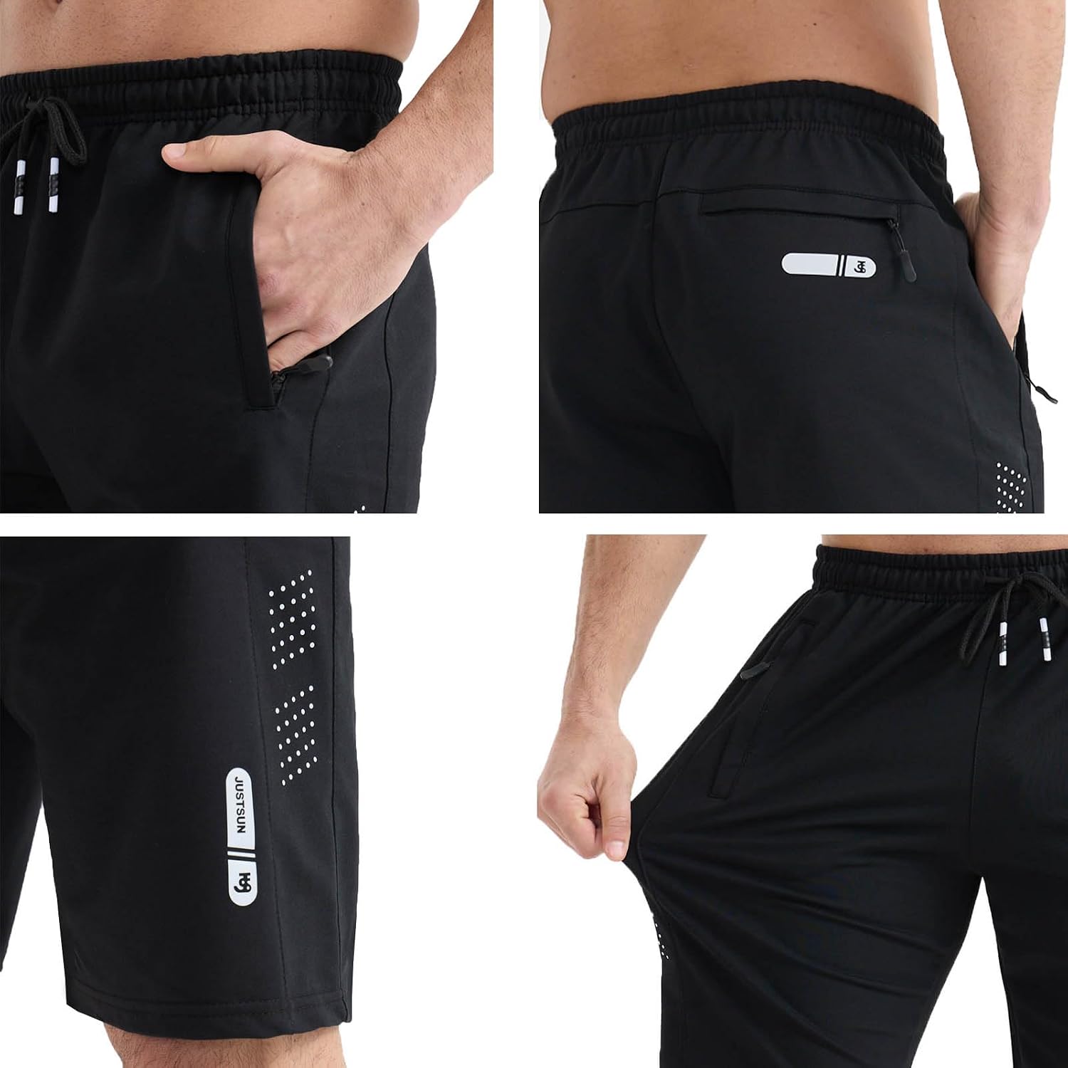 Detalle 2 de FizzPop Mens Shorts with Zip Pockets: Practical Summer Gym and Outdoor Wear