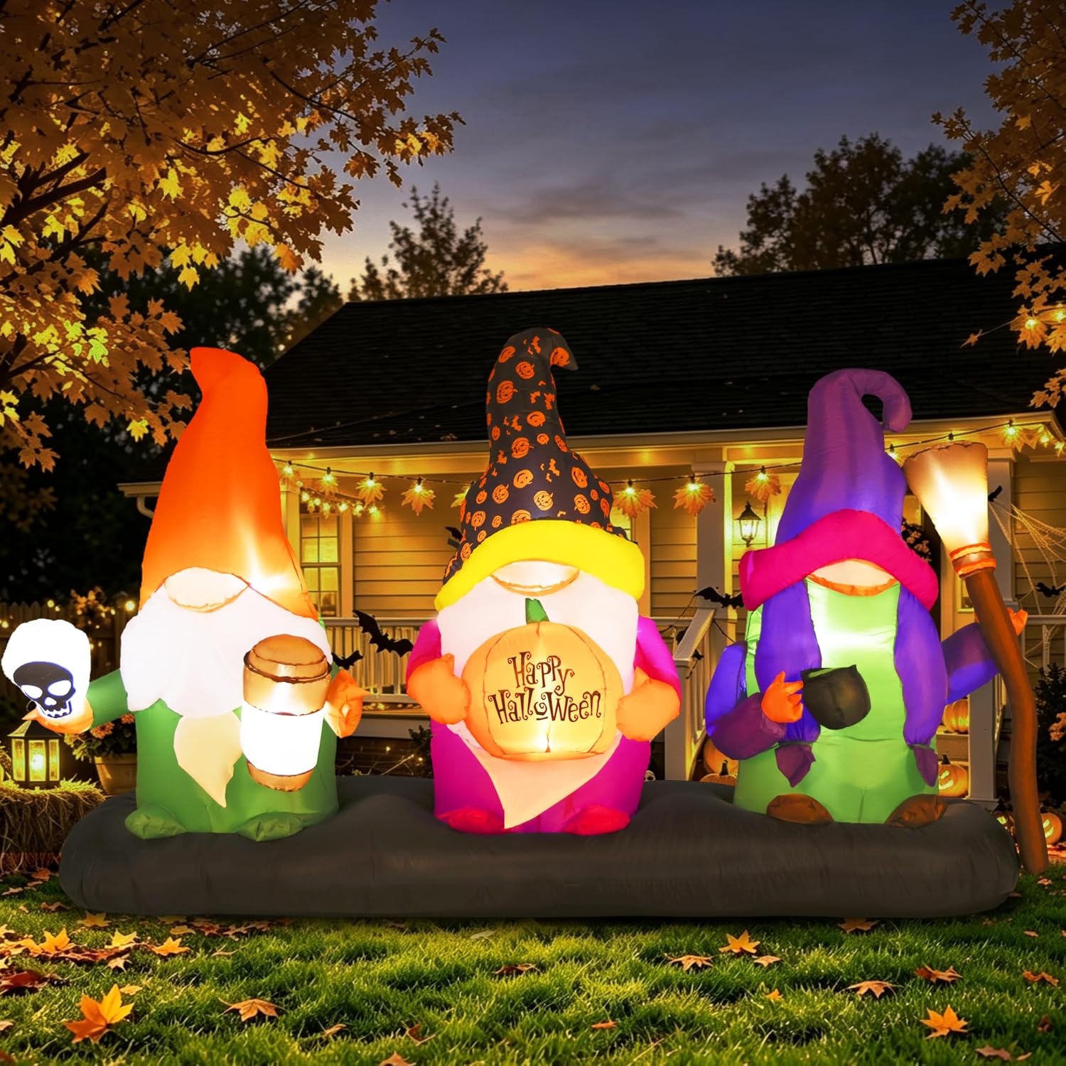 Thumbnail 6 de GIFTFIND Halloween Inflatable Scarecrow with Pumpkins, Owl, and LED Lights