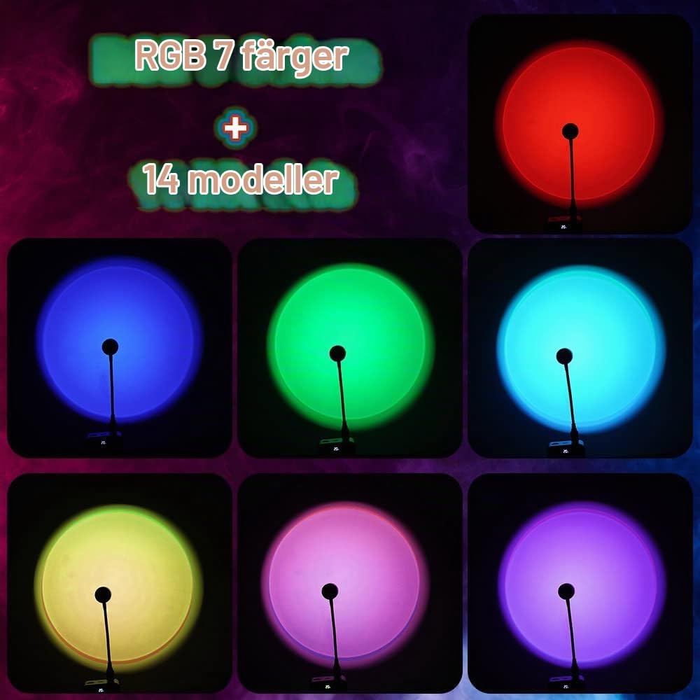 Thumbnail 3 de OSDUE Sunset Light USB-solnedgångslampa med 360° roterbart lamphuvud