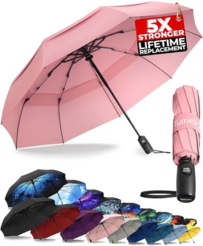 Detalle de TUMELLA Strongest Windproof Travel Umbrella (Compact, 100MPH Wind-Tested)