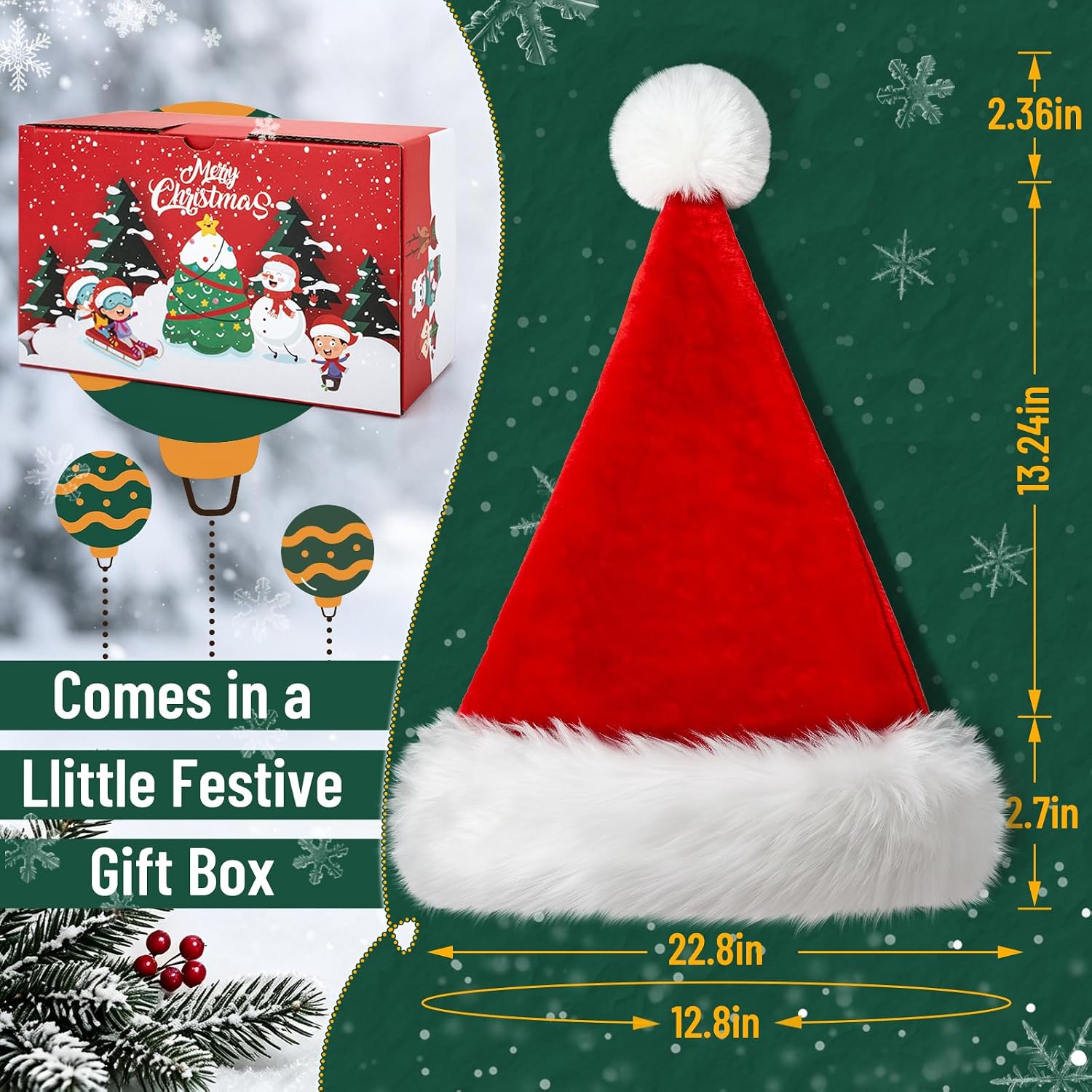 Thumbnail 6 de Iioscre K-hat1 Santa Hat, Thick Lined Velvet with Fluffy Faux-Fur Brim