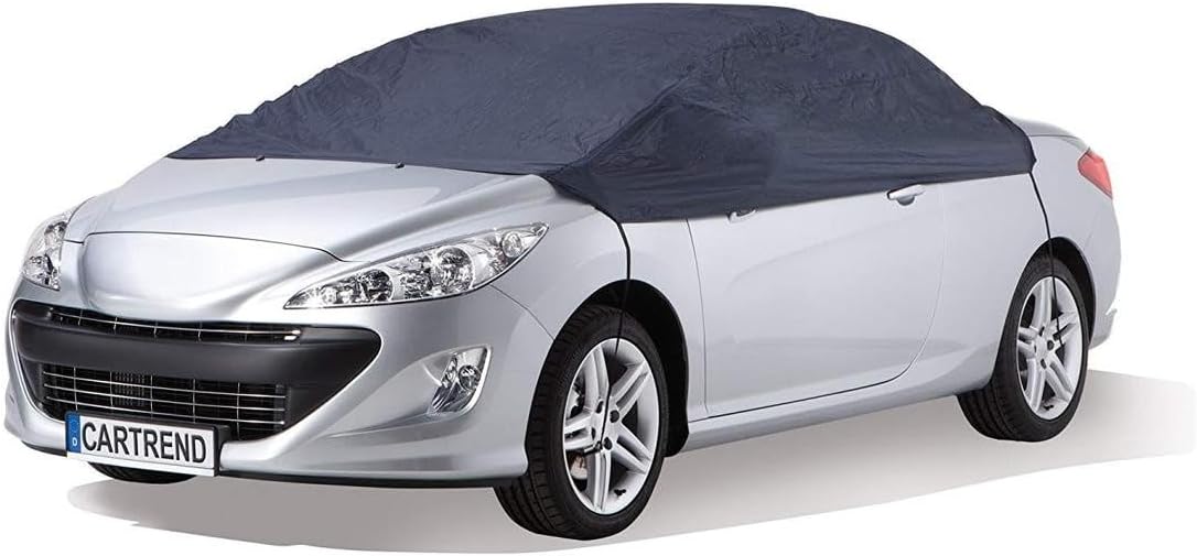 CARTREND 70341 Fahrzeugabdeckung Blau – Halbgaren Autoabdeckung für alle Jahreszeiten
