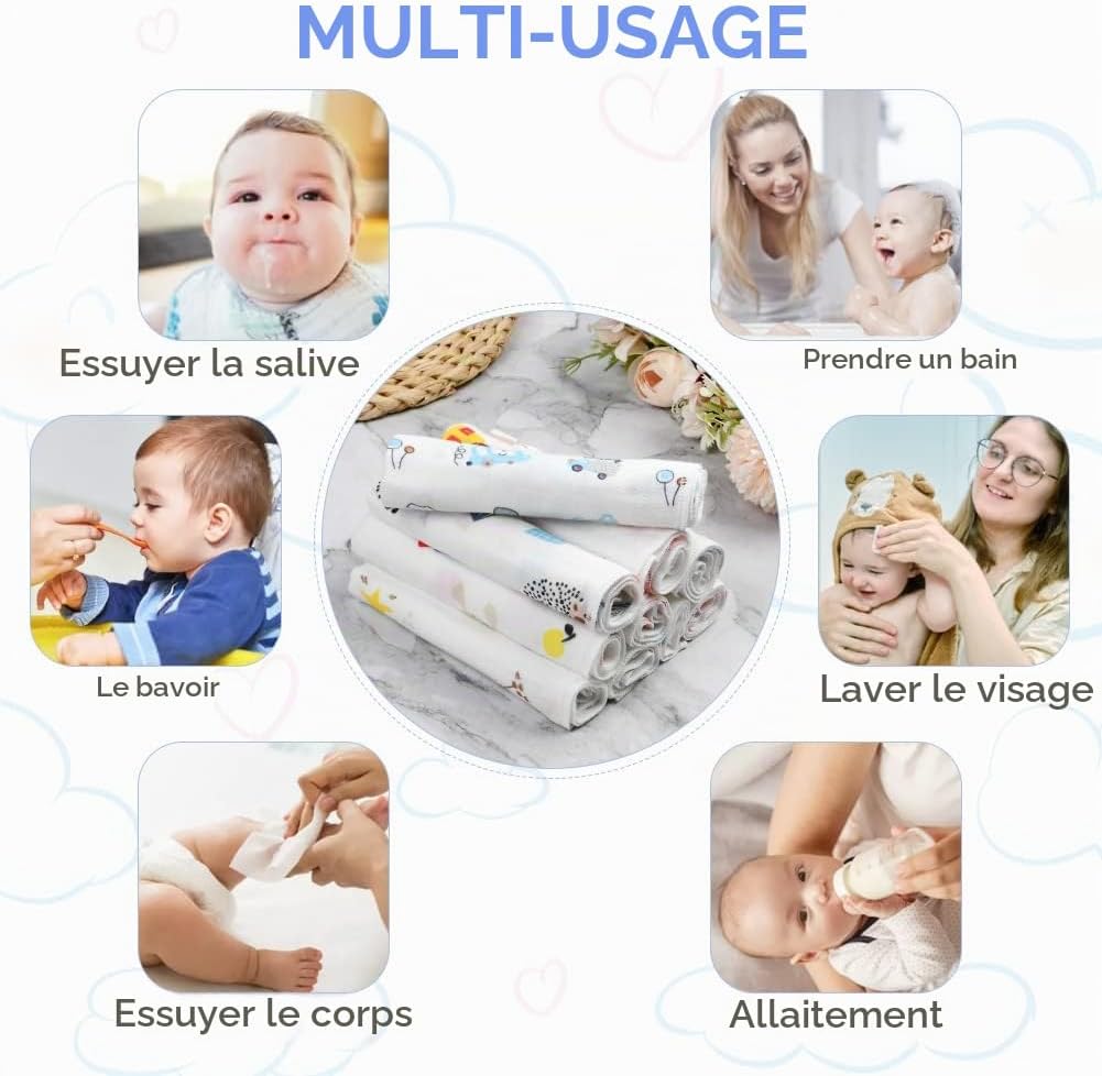 Thumbnail 6 de Aolso babywashandjes, set van 10, 4-laags katoen, 30 x 30 cm