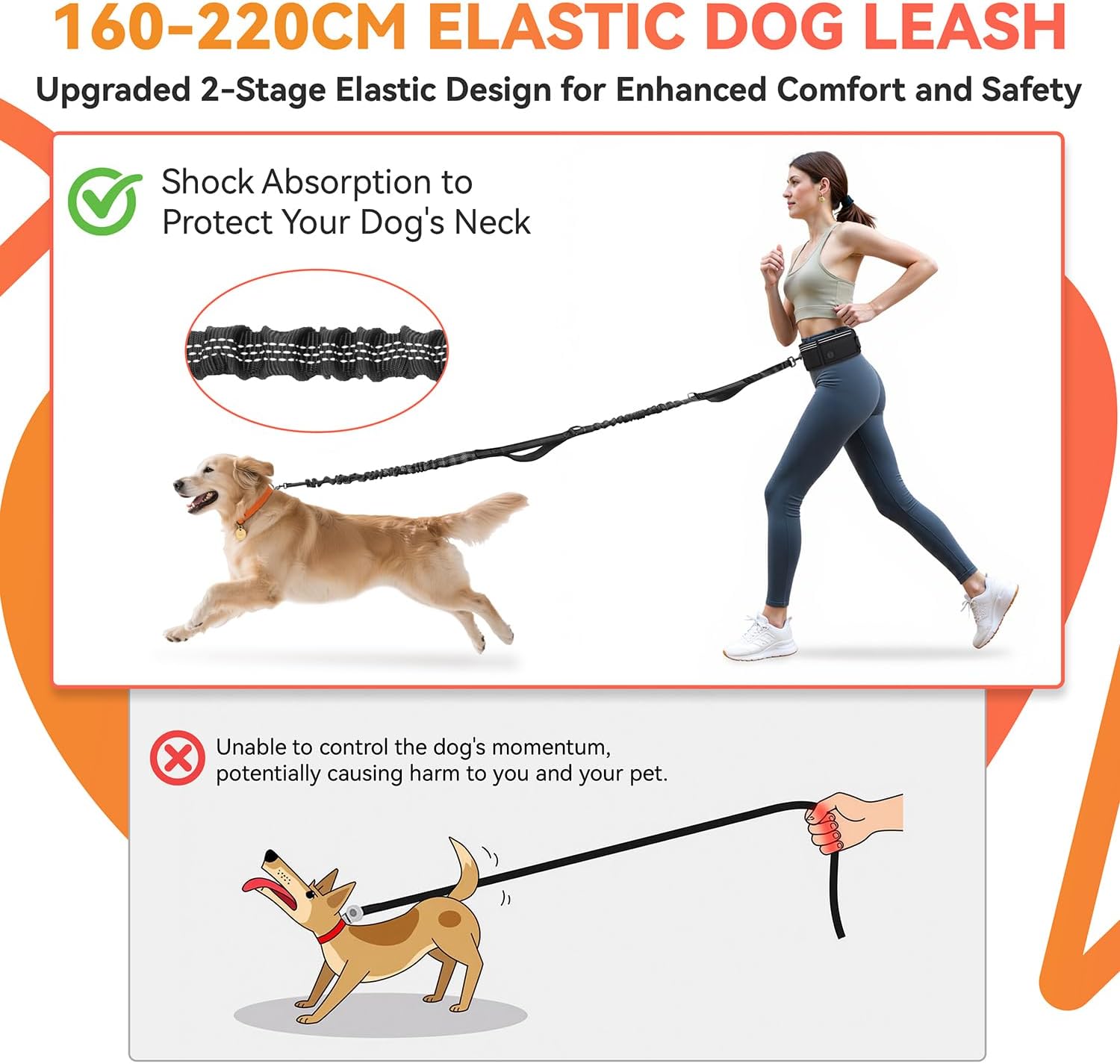 Detalle de Looxmeer hands free dog lead 1.6–2.2m