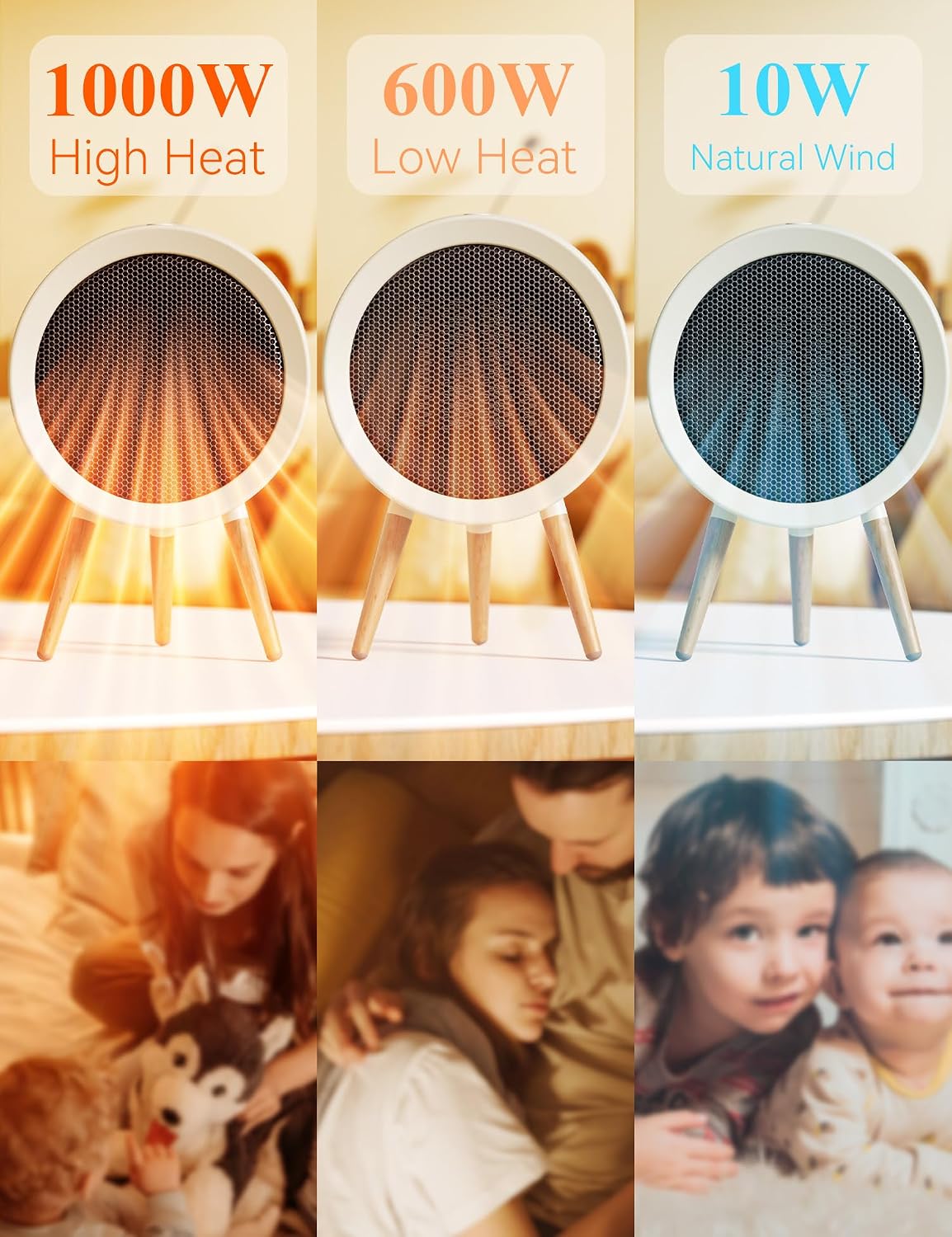Thumbnail 3 de Gaiatop K-116 Portable Ceramic Space Heater, 1,000 W, 3 Modes