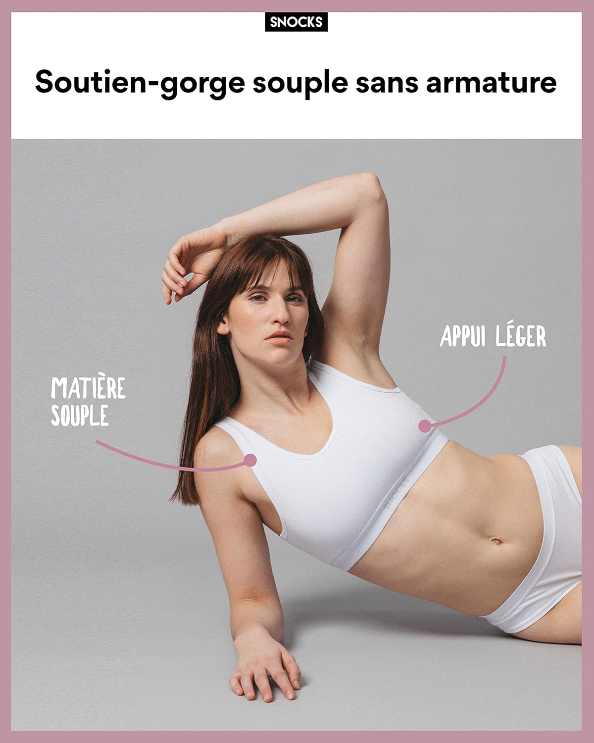Detalle de Snocks 1-Pack Soutien-Gorge Souple Bustier Femme – coton bio, confort au quotidien
