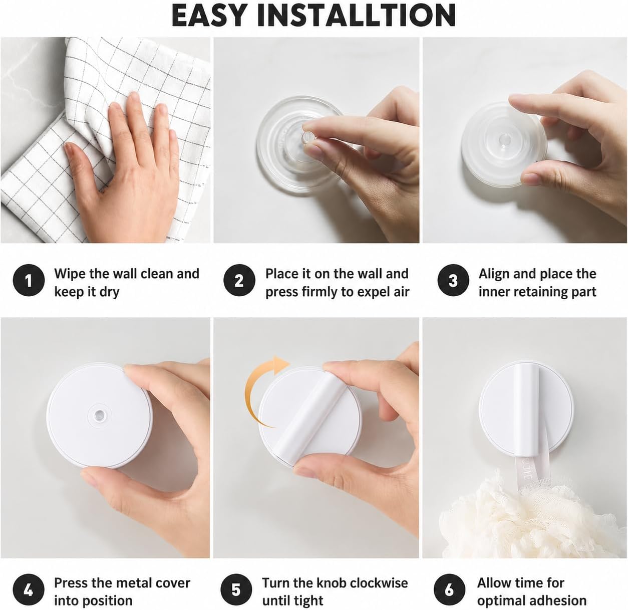 Thumbnail 6 de MOTAIPEAK 63-hooks Suction Cup Shower Hooks, White Stainless Steel 2-Pack
