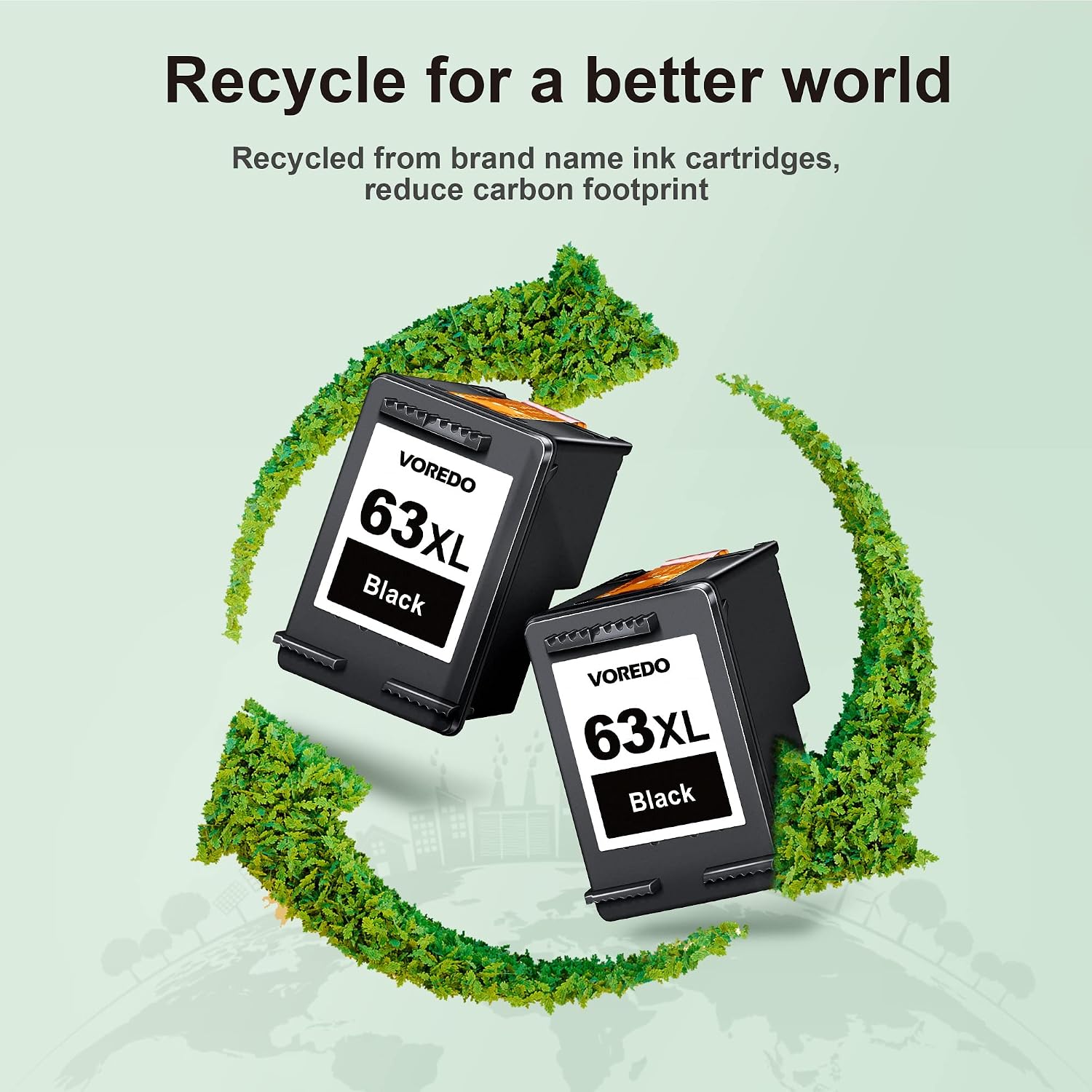 Thumbnail 5 de VOREDO 63XL Black Ink Cartridges, 2-Pack Remanufactured for HP Printers