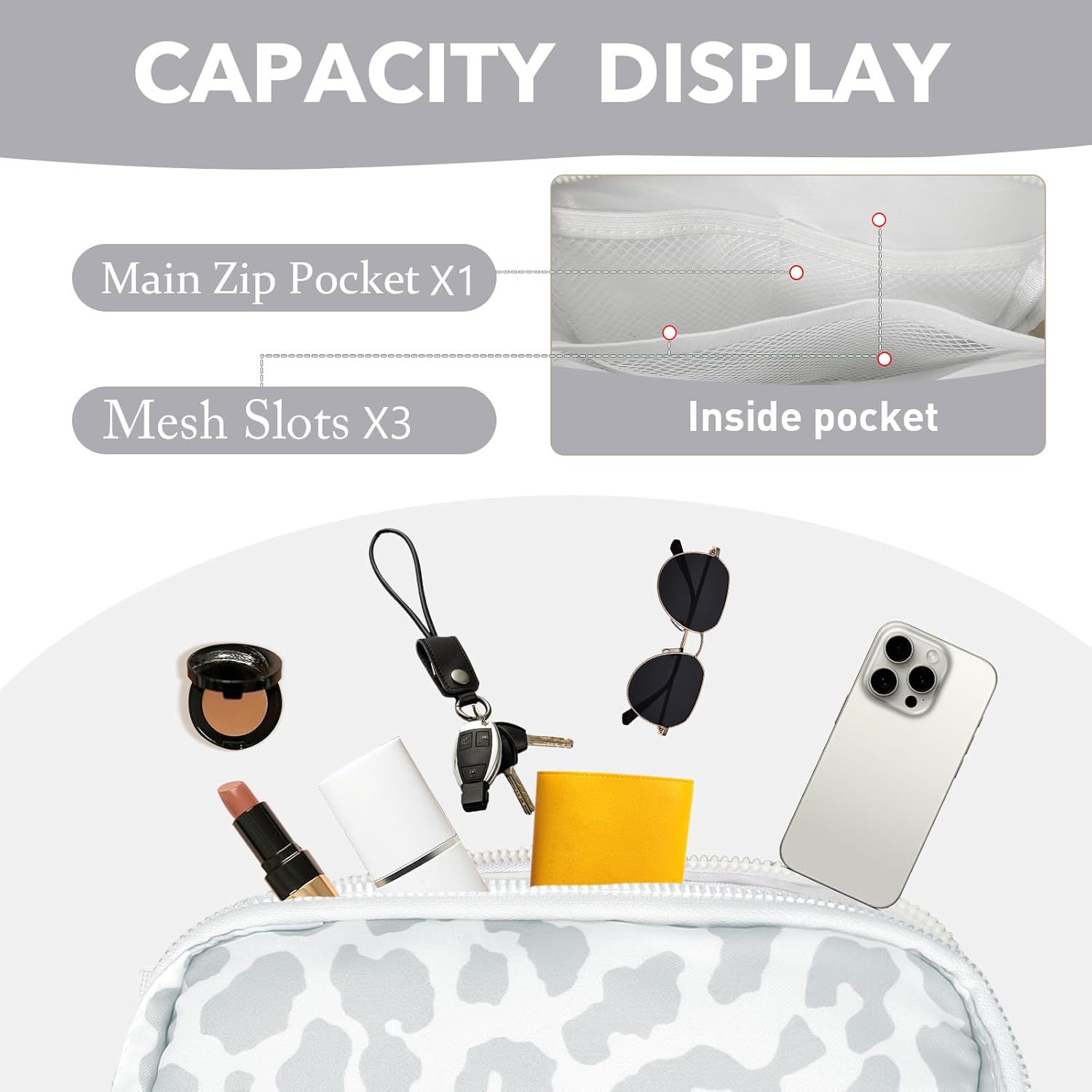 Thumbnail 3 de JENCVNL Belt Bag for Women and Men – White Leopard Mini Crossbody Bum Bag