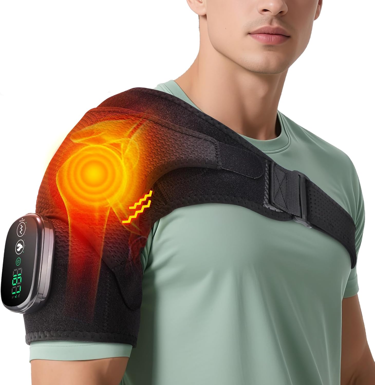 Detalle de DREAMSOME Cordless Shoulder Heating Pad with Vibration, 3 Heat Levels