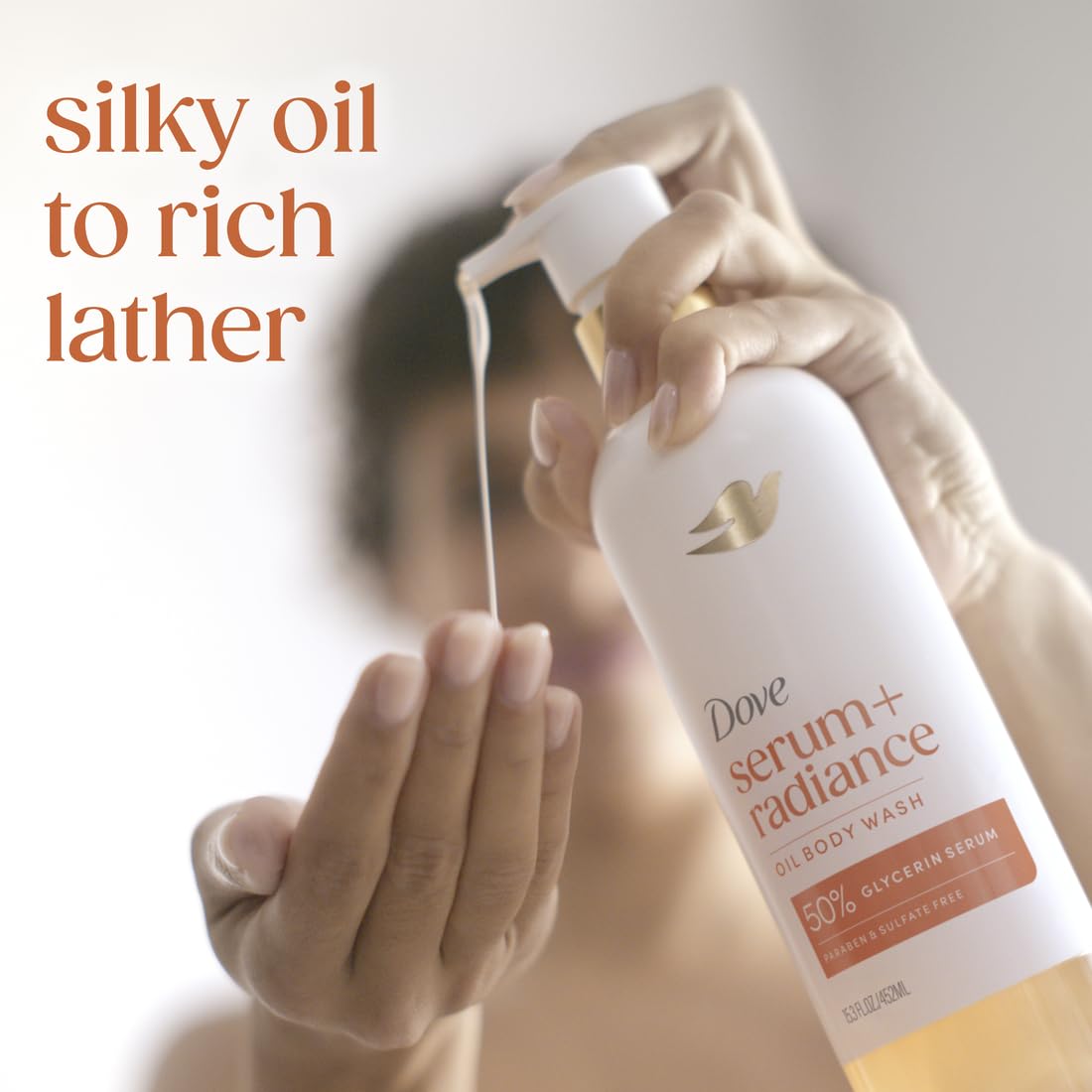 Detalle 2 de Dove Serum+ Radiance Oil Body Wash with Jojoba & Monoi Flower, 15.3 fl oz