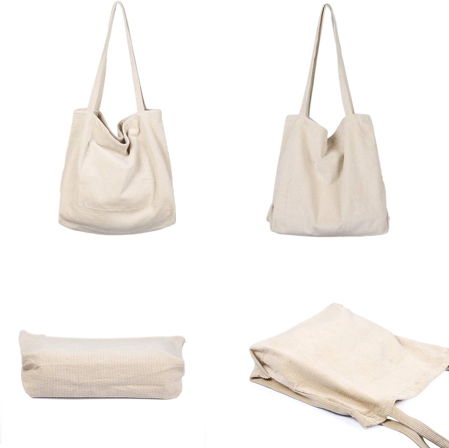 Thumbnail 4 de Etercycle Umhängetasche Damen (Beige) – große Kapazität im Cord-Look für Alltag, Büro & Schule